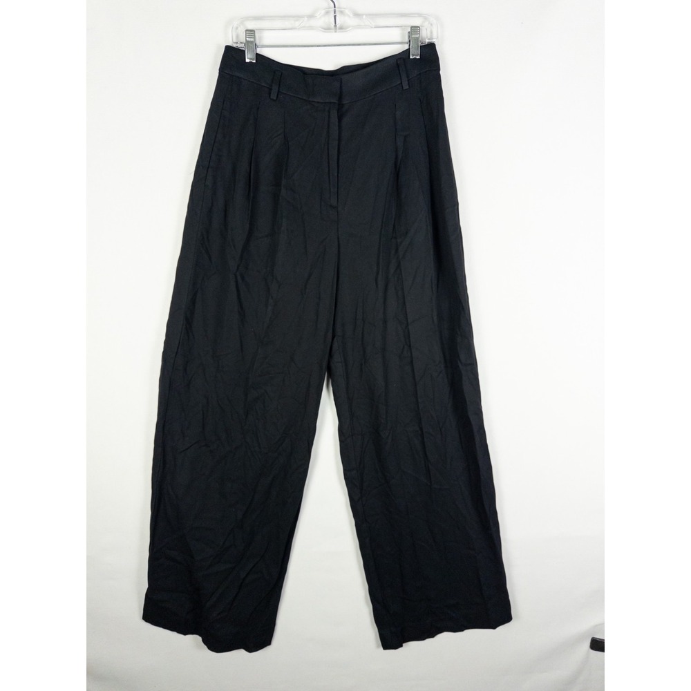 Ann Taylor Womens 6 Black Wide Leg Trousers Pleated High Rise Dress Pants NWT